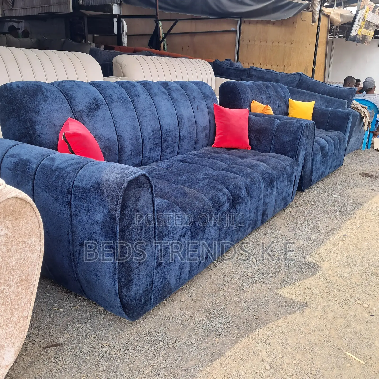 5-Seater 3+2 Navy Blue Sofa Set