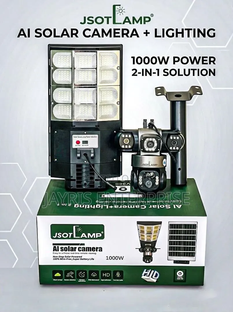 *Solar Camera With 4g Sim Card And Triple Lens1000wats