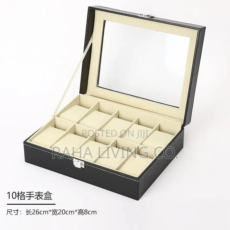 12 Slot Pu Leather Watch Organizer Box | Black