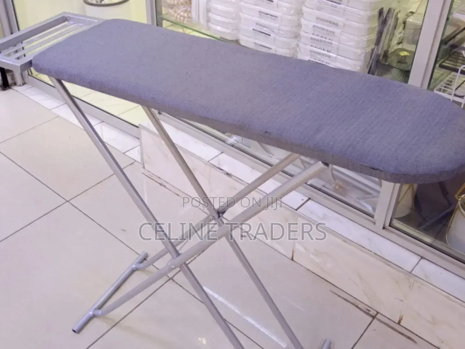 Grey Metallic Iron Board With Non Slip Feet