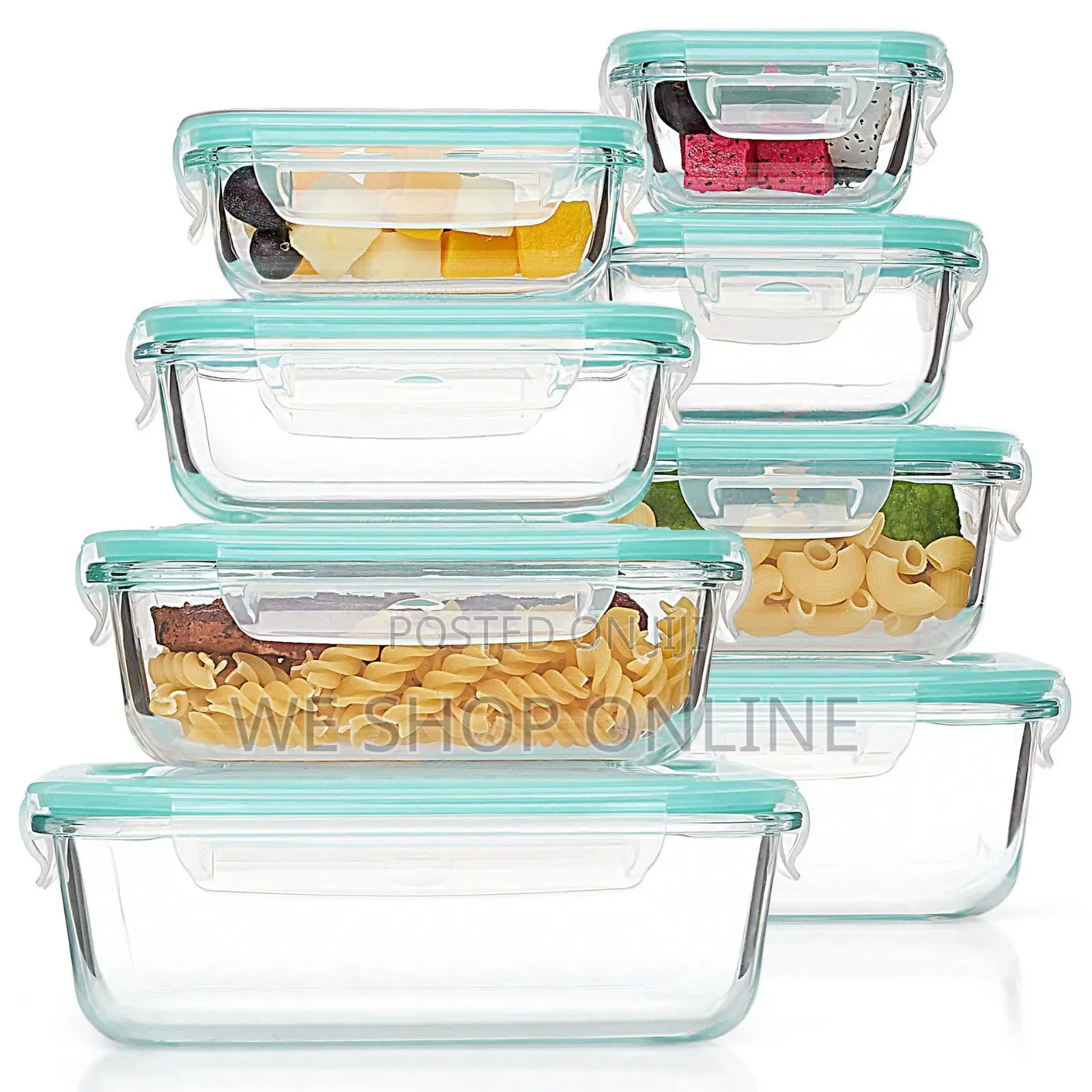 8pc Set Rectangular Borosilicate Glass Microwave/Oven Safe Container