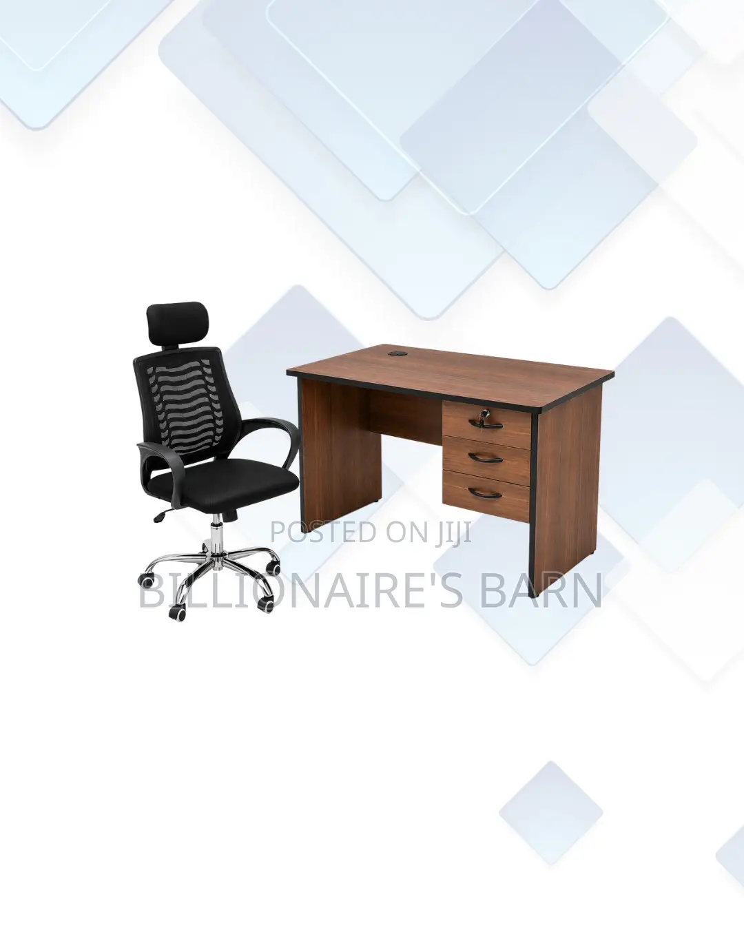 Compact 1m Desk and Headrest Mesh Chair for Better Workdays
