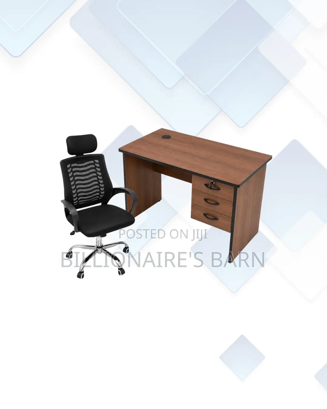 Compact 1m Desk and Headrest Mesh Chair for Better Workdays