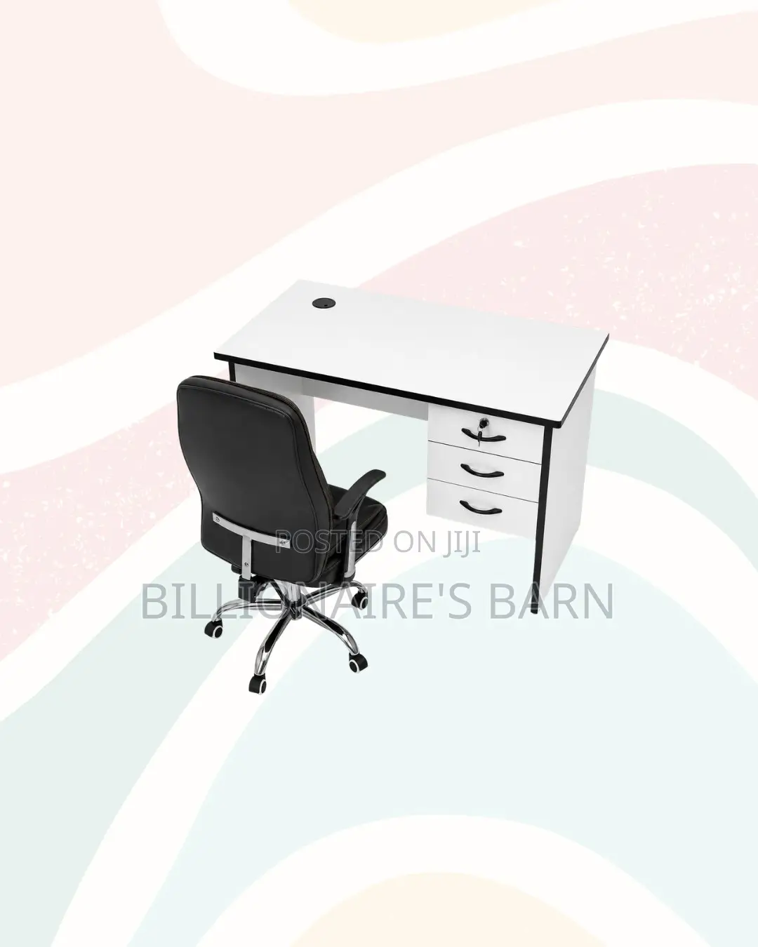 Compact 1m Desk and C35 Executive Leather Chair for Office Tasks