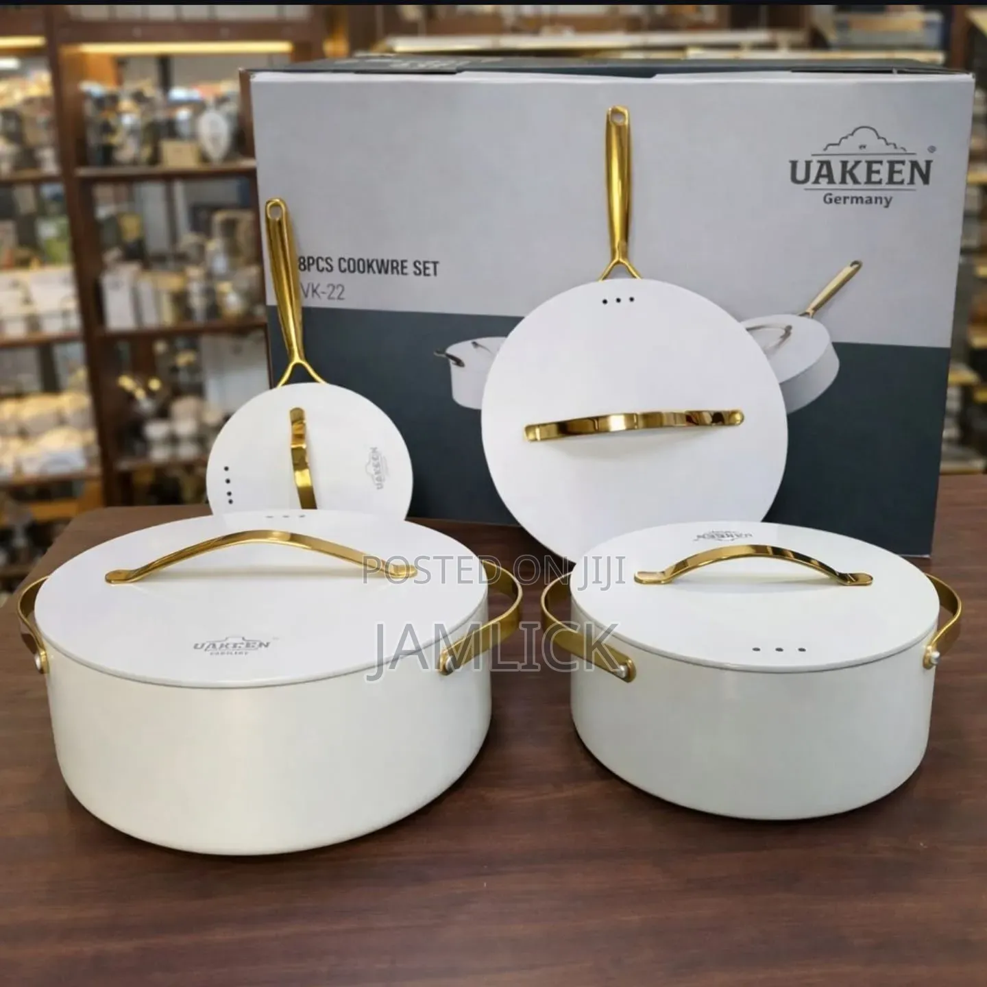 Uakeen 8pcs Ceramic Non-Stick Cookware Set – Induction Compatible - Av