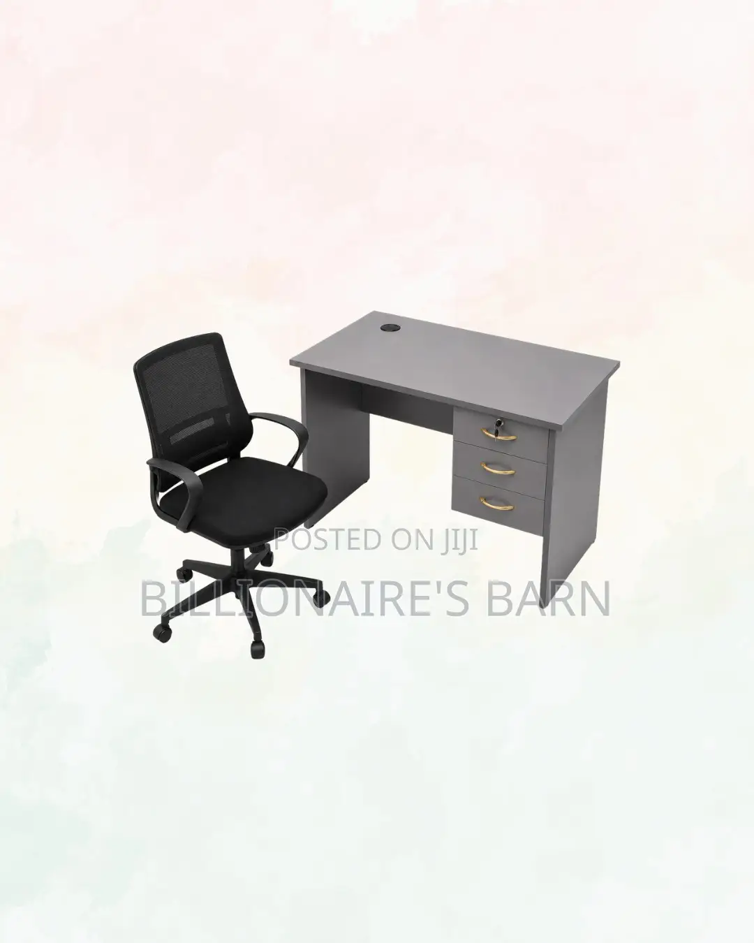 Compact 1m Desk and Black Mid-Back Mesh Chair for Desk Productivity