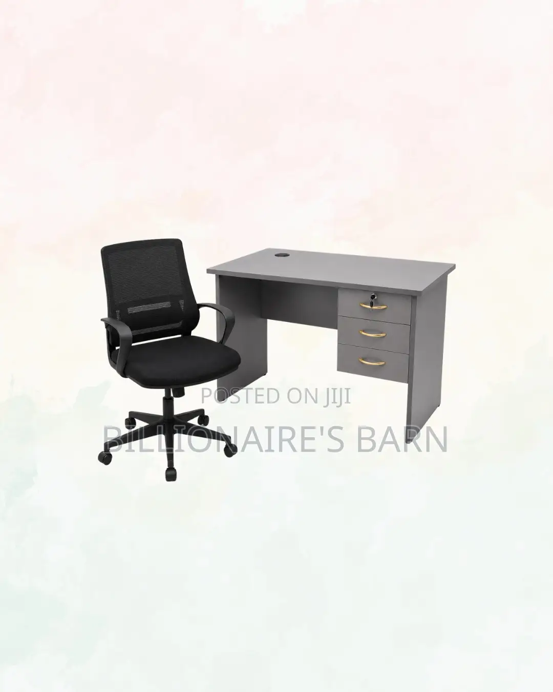 Compact 1m Desk and Black Mid-Back Mesh Chair for Desk Productivity
