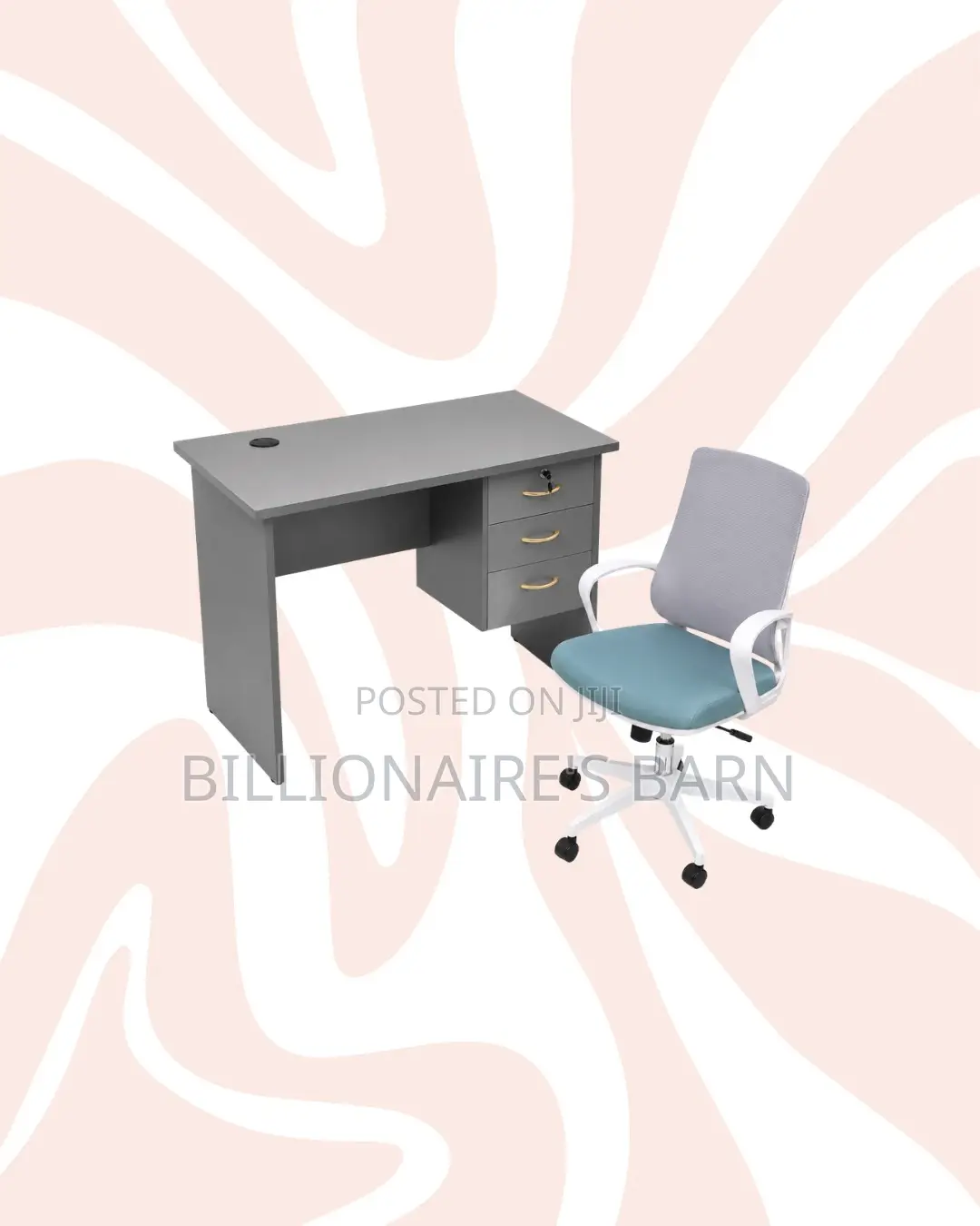 Compact 1m Desk and White Mid-Back Mesh Chair for Daily Productivity