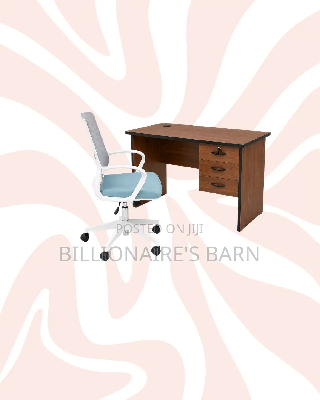 Compact 1m Desk and White Mid-Back Mesh Chair for Desk Productivity