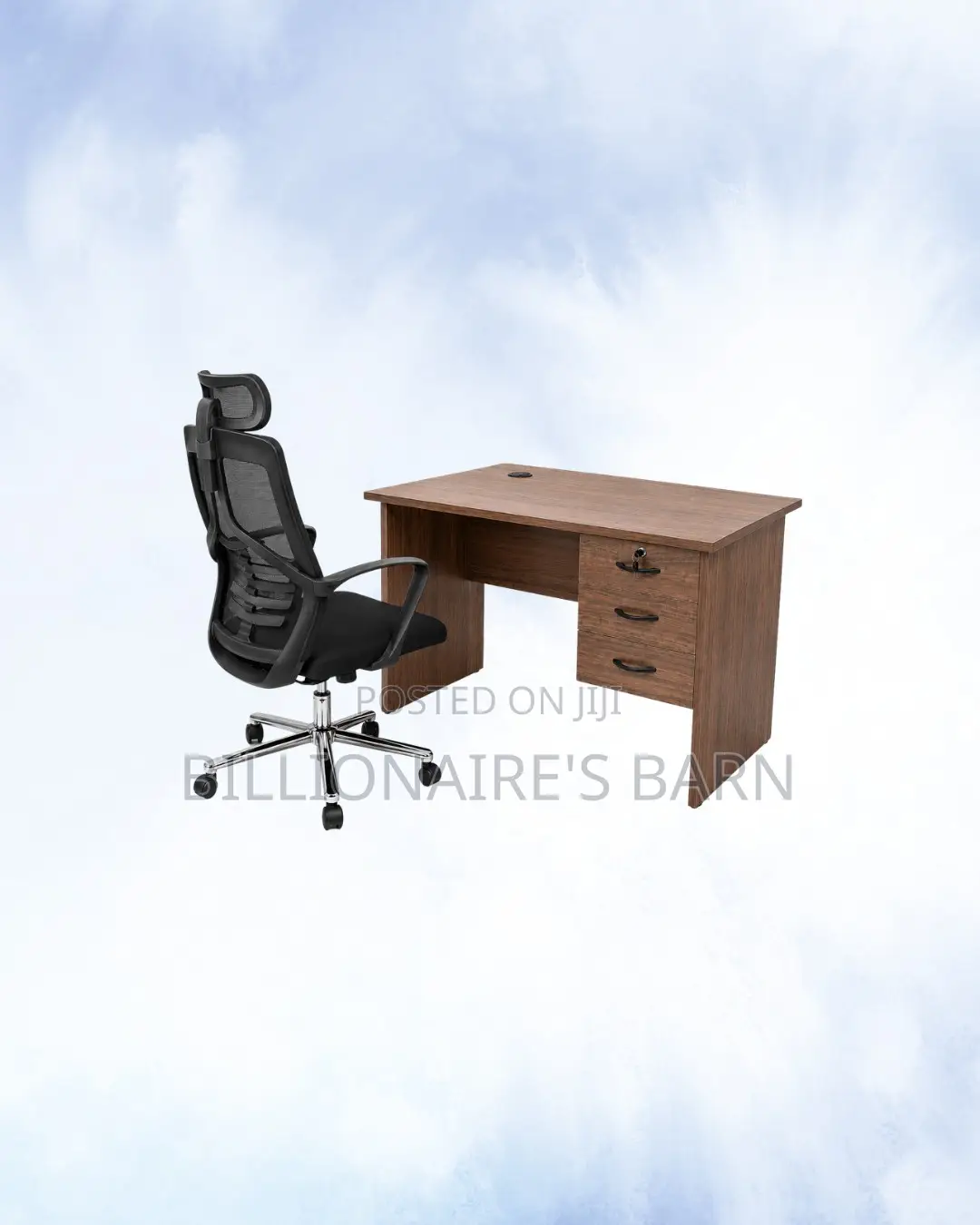 Compact 1m Desk and High-Back Ergonomic Mesh Chair for Focused Work