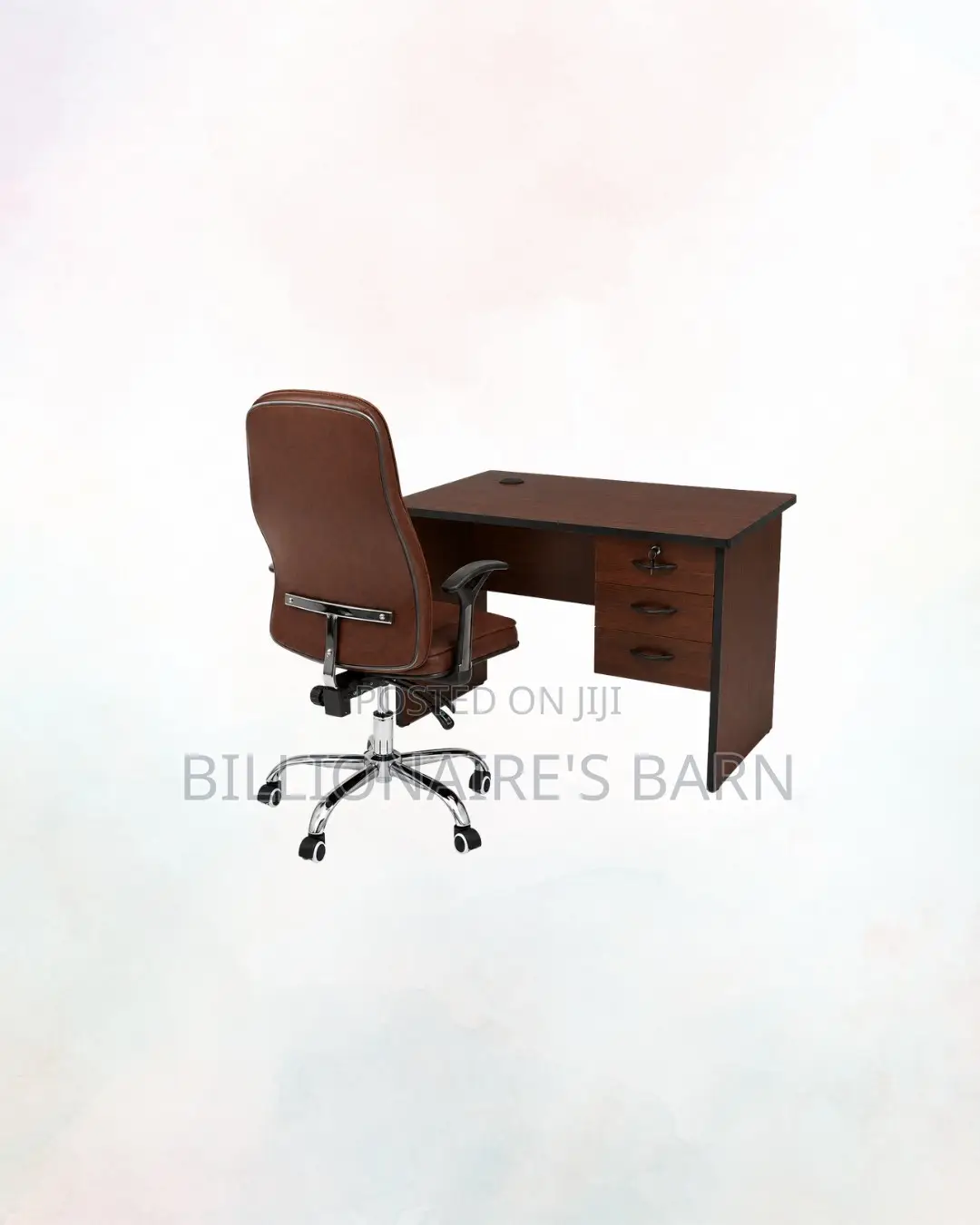 Compact 1m Desk Brown Executive Leather Chair for Desk Productivity