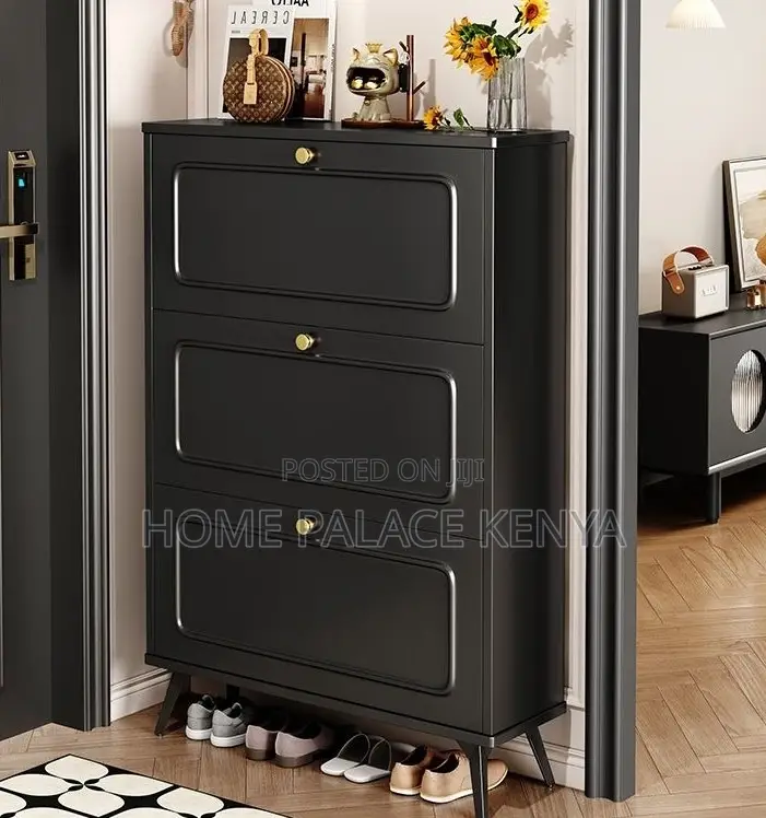 Shoe Cabinet: Black Vintage Tipping Shoe Organizer