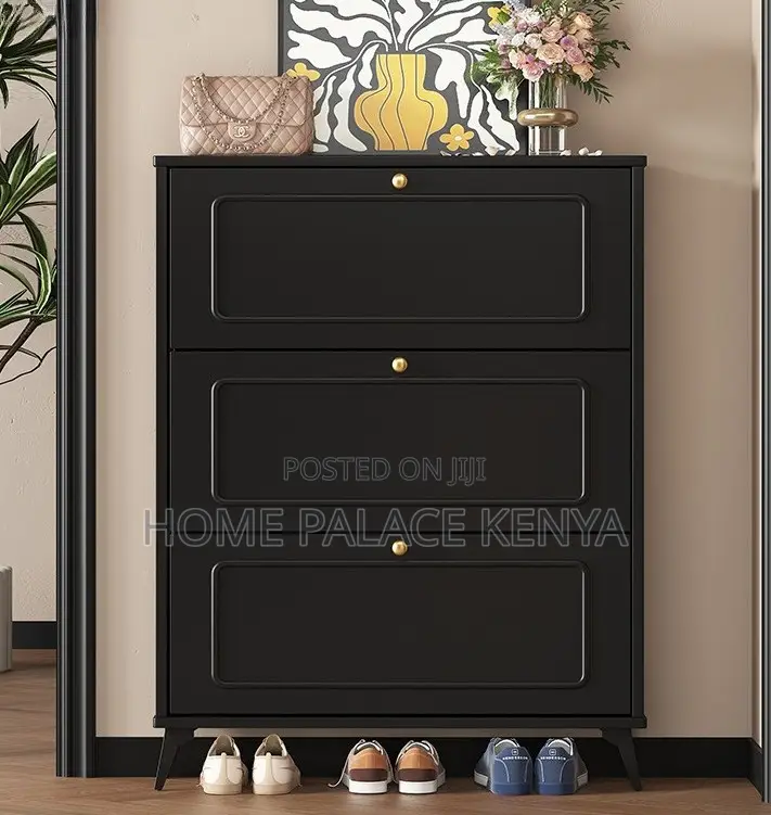 Shoe Cabinet: Black Vintage Tipping Shoe Organizer
