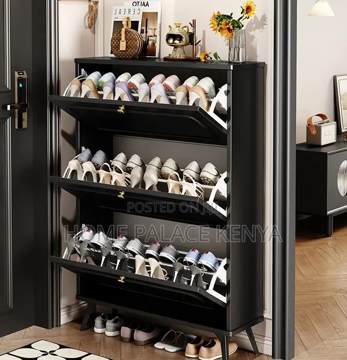 Shoe Cabinet: Black Vintage Tipping Shoe Organizer