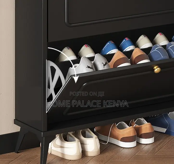 Shoe Cabinet: Black Vintage Tipping Shoe Organizer