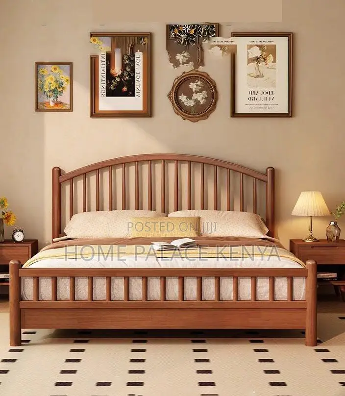 Wooden Bed: Noise-Free Slat Support King Bed