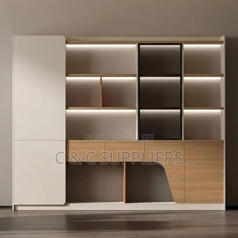 Imported C C Brown Shelving Wall Unit.