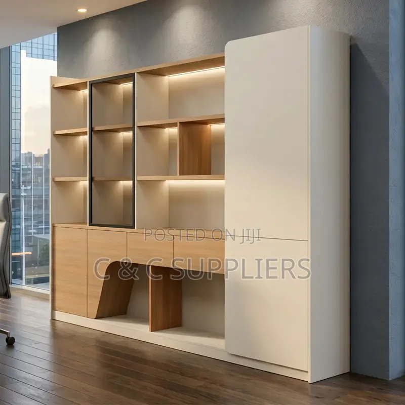 Imported C C Brown Shelving Wall Unit.