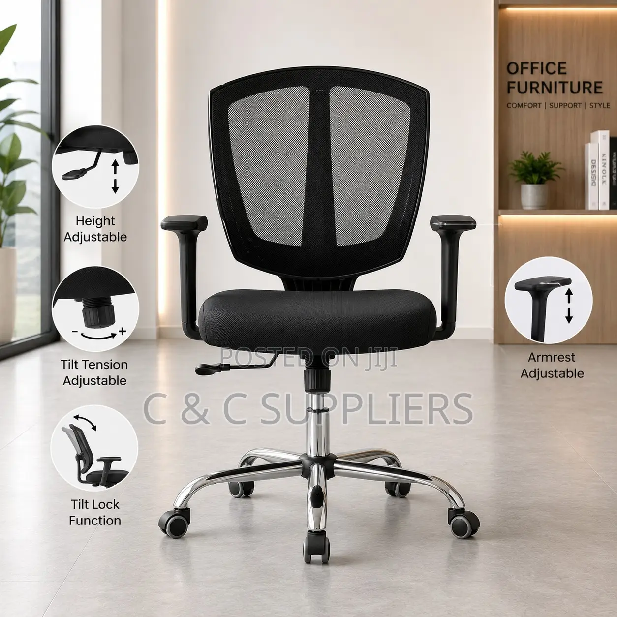 Swivel Cashier Mesh Ergonomic Chair