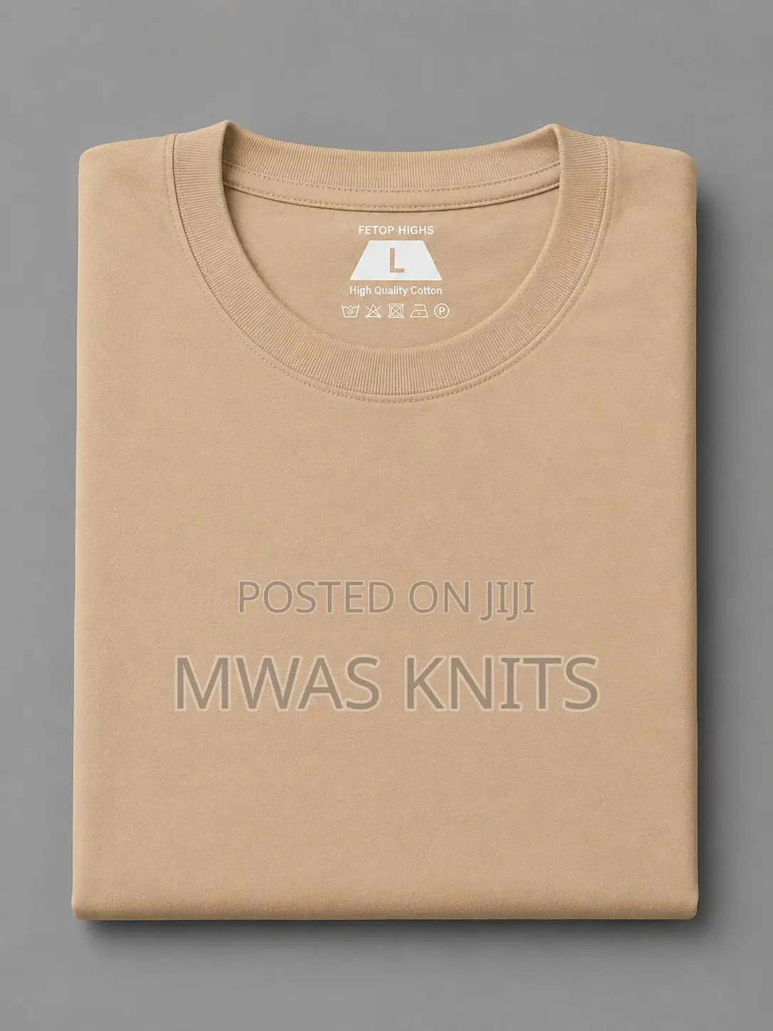 Beige Round Neck T Shirt Pure Cotton Fashion