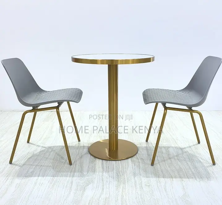 Marble Table: Metal Gold Base With Slate Top Dining Table