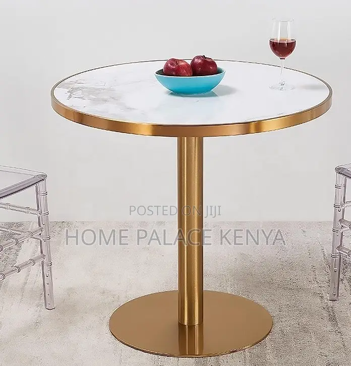 Marble Table: Metal Gold Base With Slate Top Dining Table