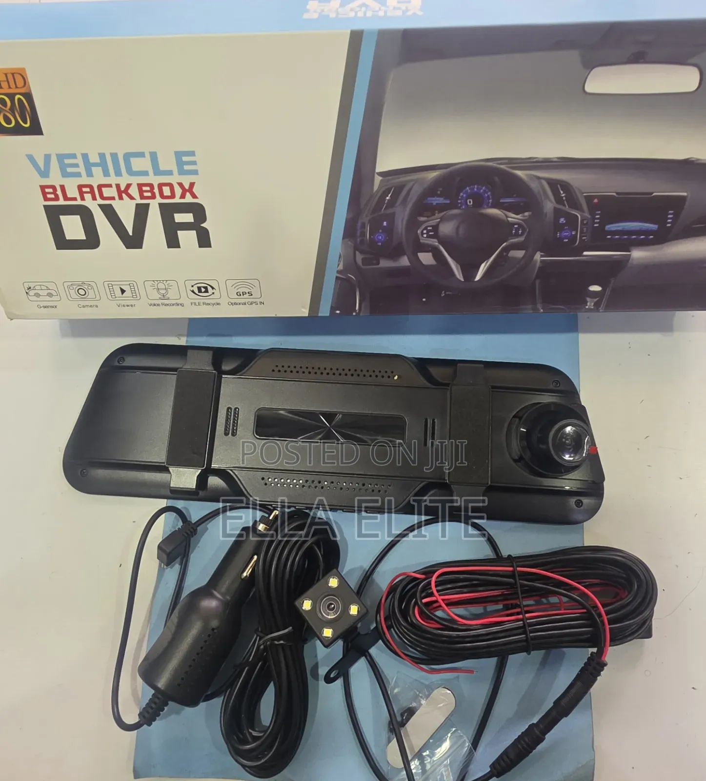 1080p Vehicle Blackbox DVR Dual Lens Rearview Mirror Dash Cam
