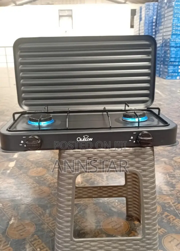 Olelon 2 Burner Gas Stove Cooker With Cover Lid