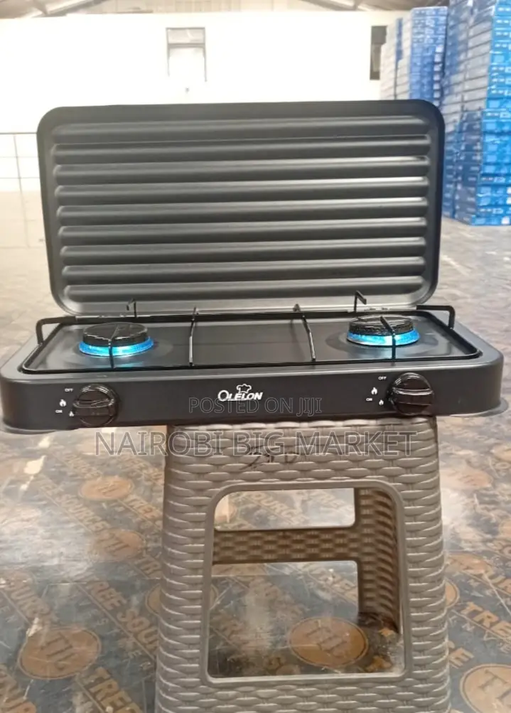 Olelon 2 Burner Gas Stove Cooker With Cover Lid