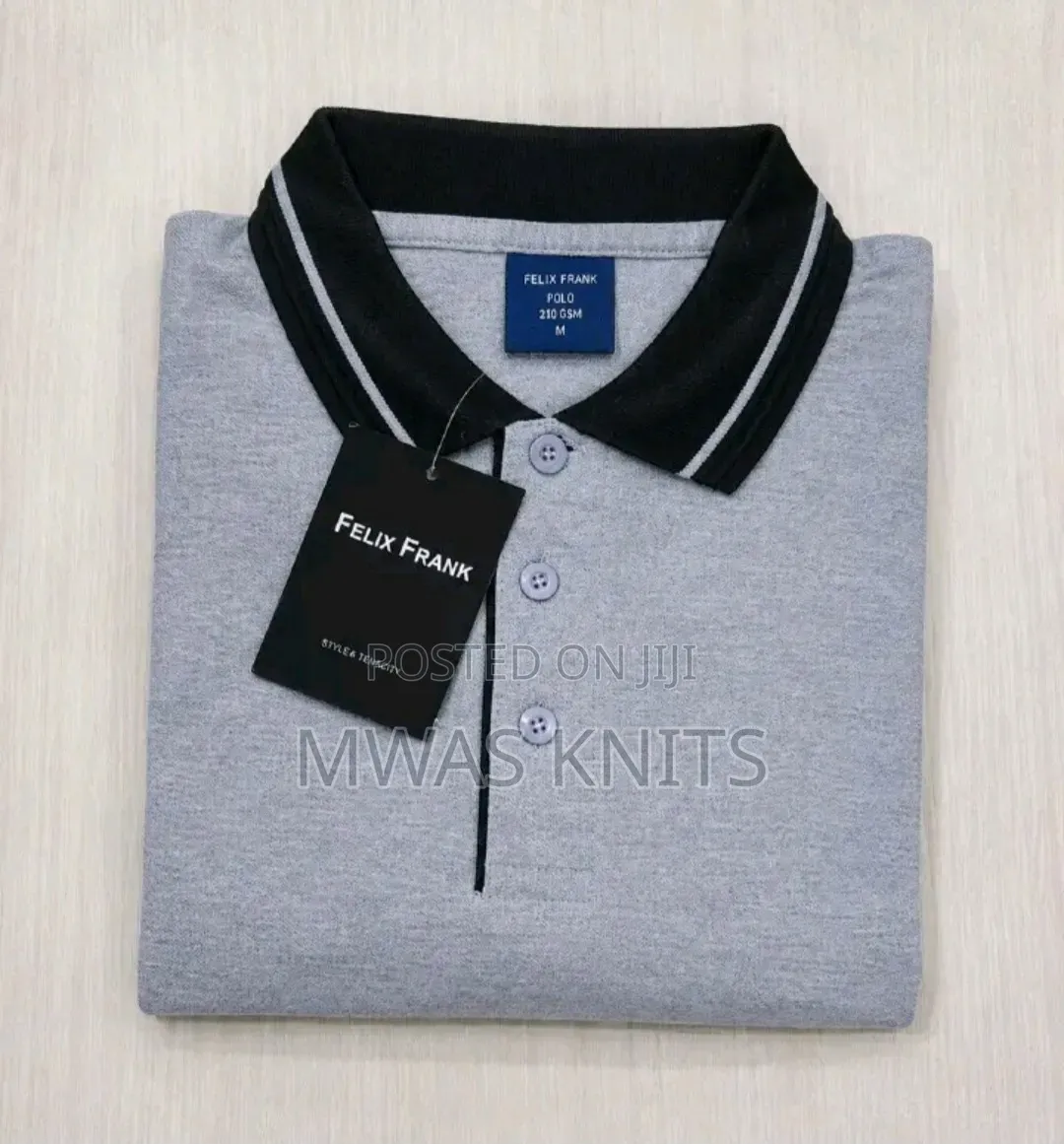 Grey Collar Black Polo T Shirt Fashion Cotton