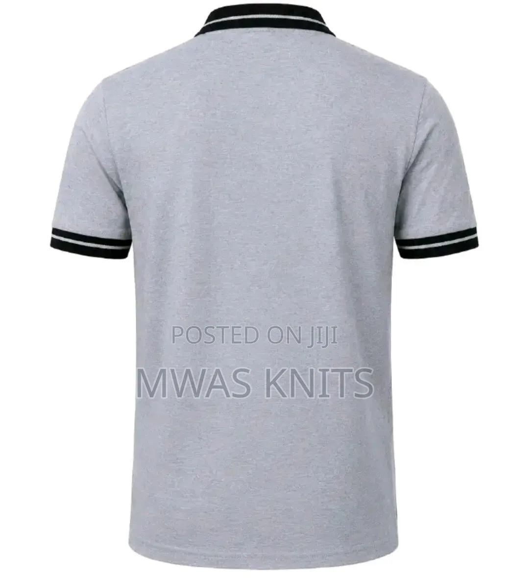 Grey Collar Black Polo T Shirt Fashion Cotton