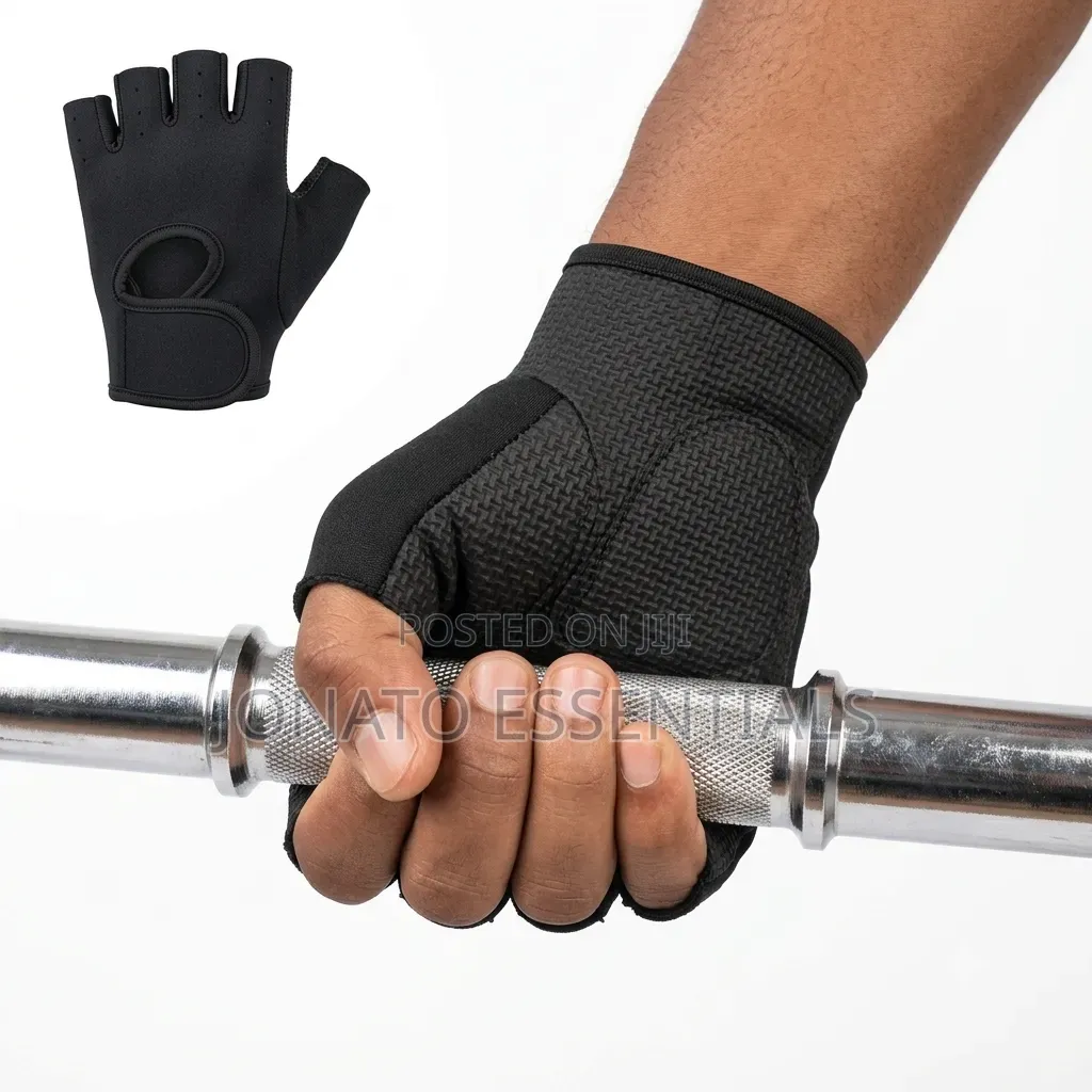 Pair of Fingerless Gym Gloves for Weightlifting, Workout Fitness