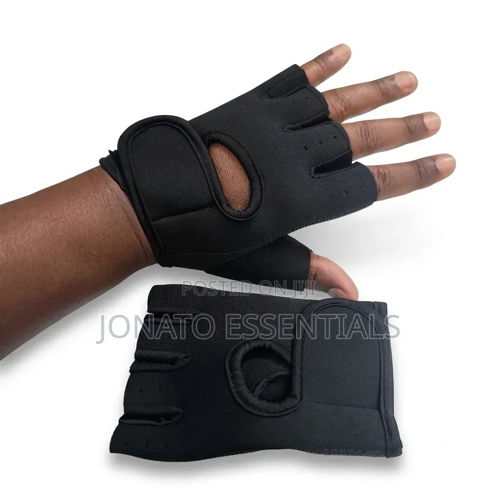 Pair of Fingerless Gym Gloves for Weightlifting, Workout Fitness