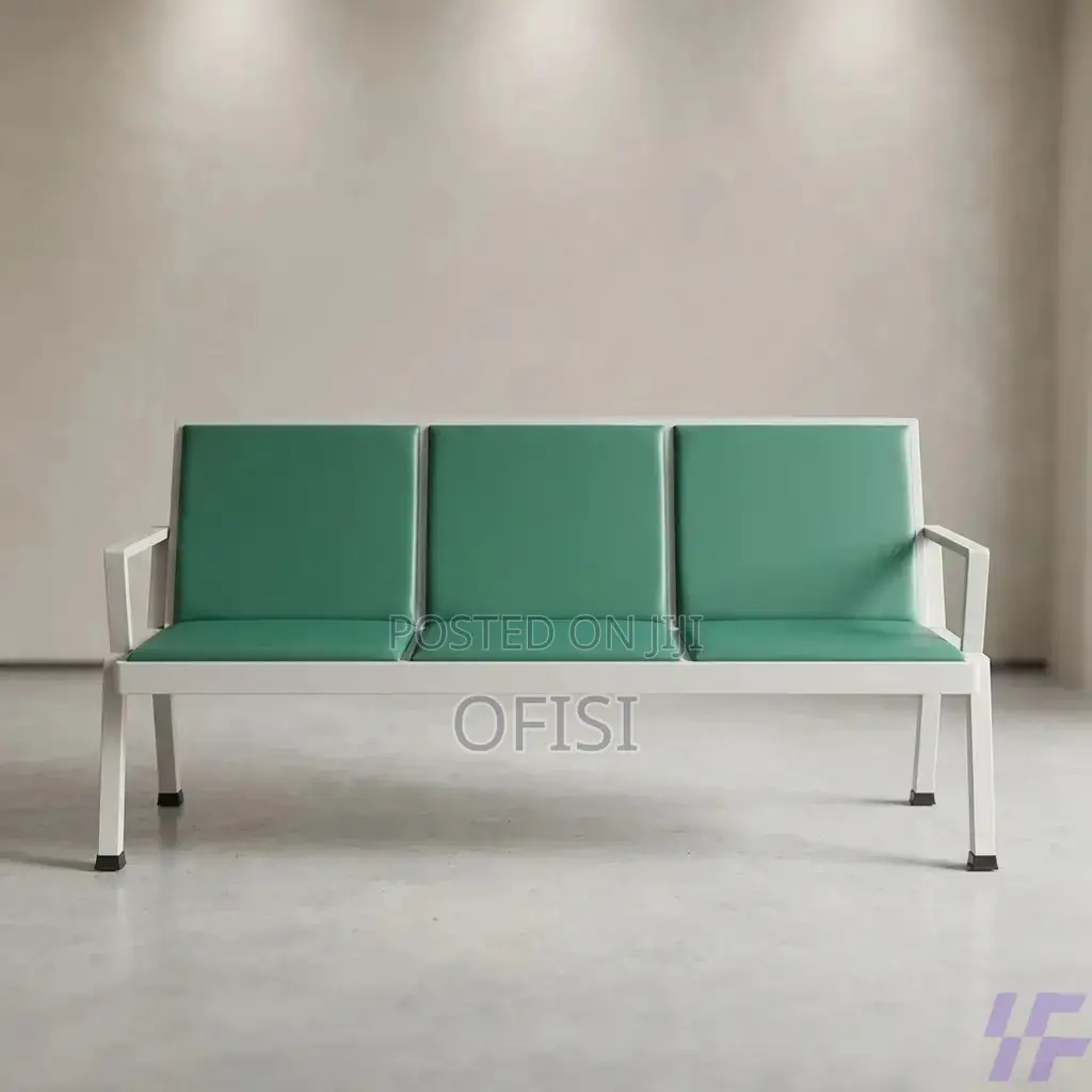 Waiting Bench; Leather Reception 3 Seater Office Bench