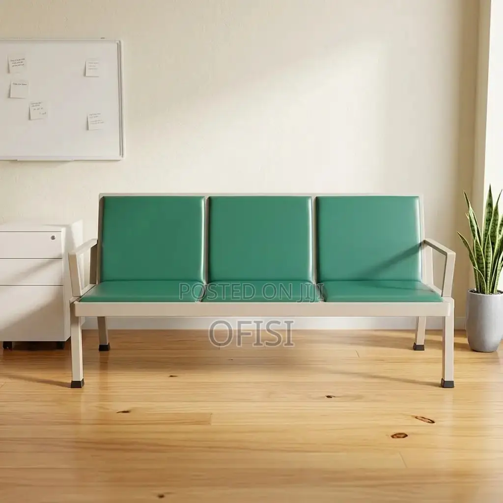 Waiting Bench; Leather Reception 3 Seater Office Bench