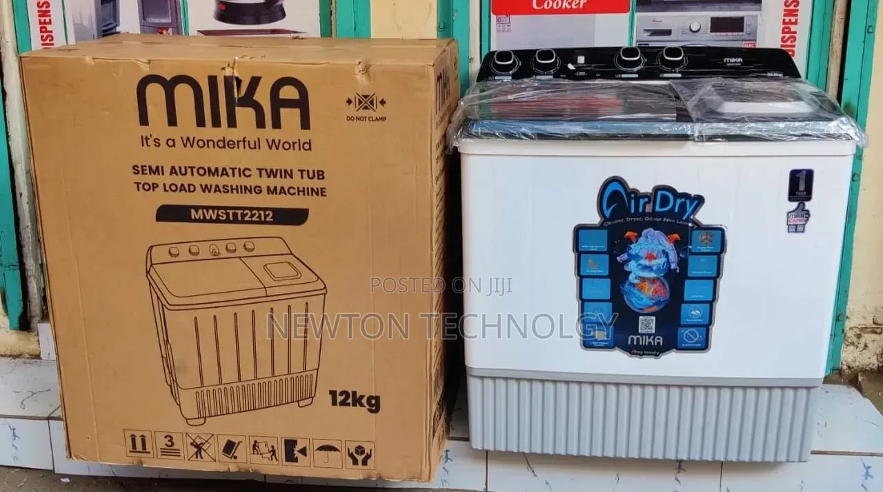 Mika Twin Tub Washing Machine, 12kg - White