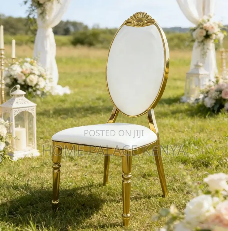 Banquet Chair: Leather Padded Event Chair With Top Ornament