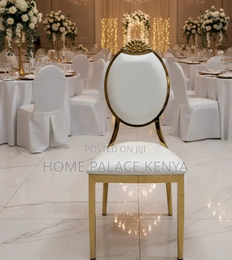 Banquet Chair: Leather Padded Event Chair With Top Ornament