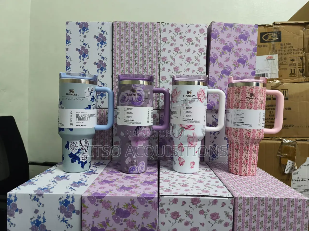 Floral Insulated Travel Tumbler With Handle Straw | Vacuum Flask