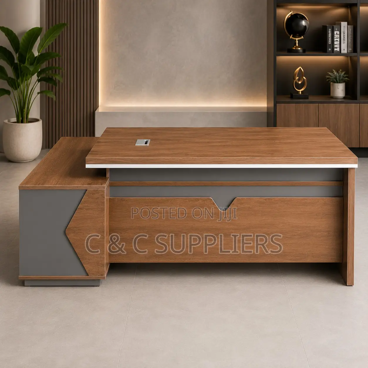 Director's Wooden L-Shaped Table-180cm