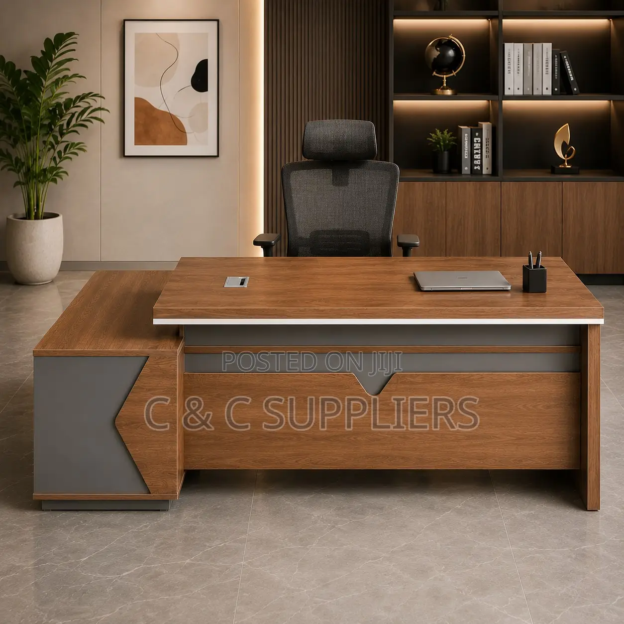 Director's Wooden L-Shaped Table-180cm