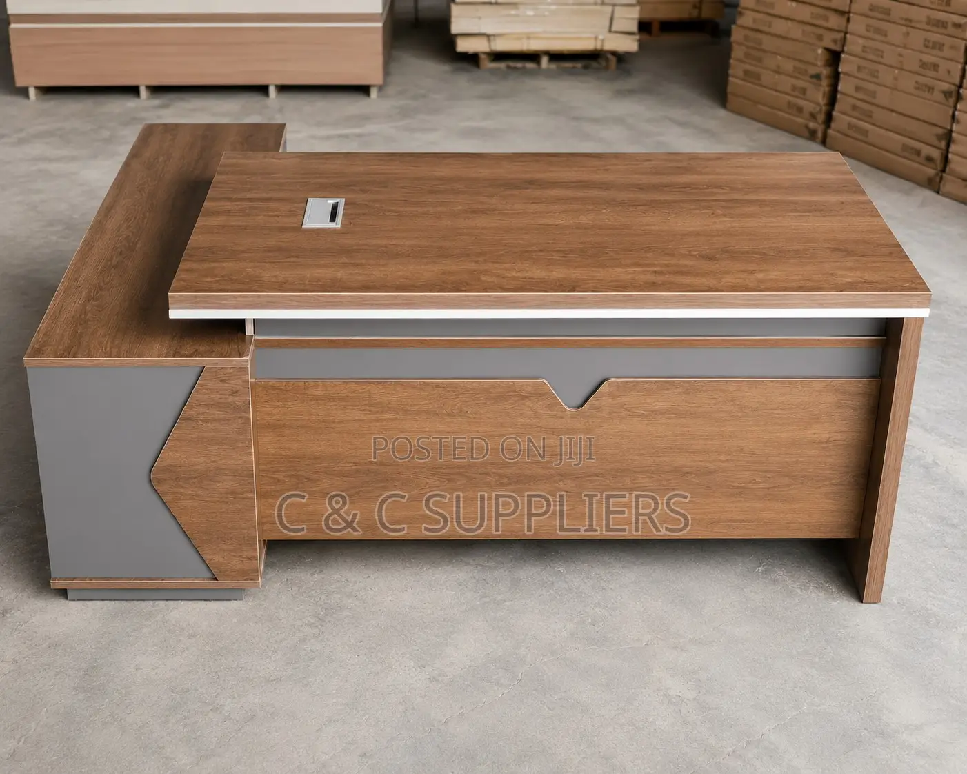 Director's Wooden L-Shaped Table-180cm