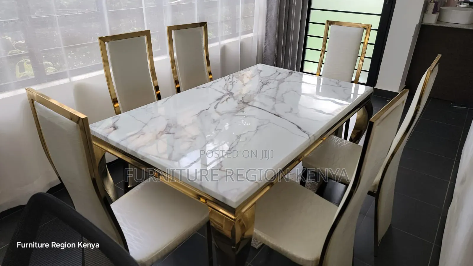 Marble Six-Seater Dining Table Set