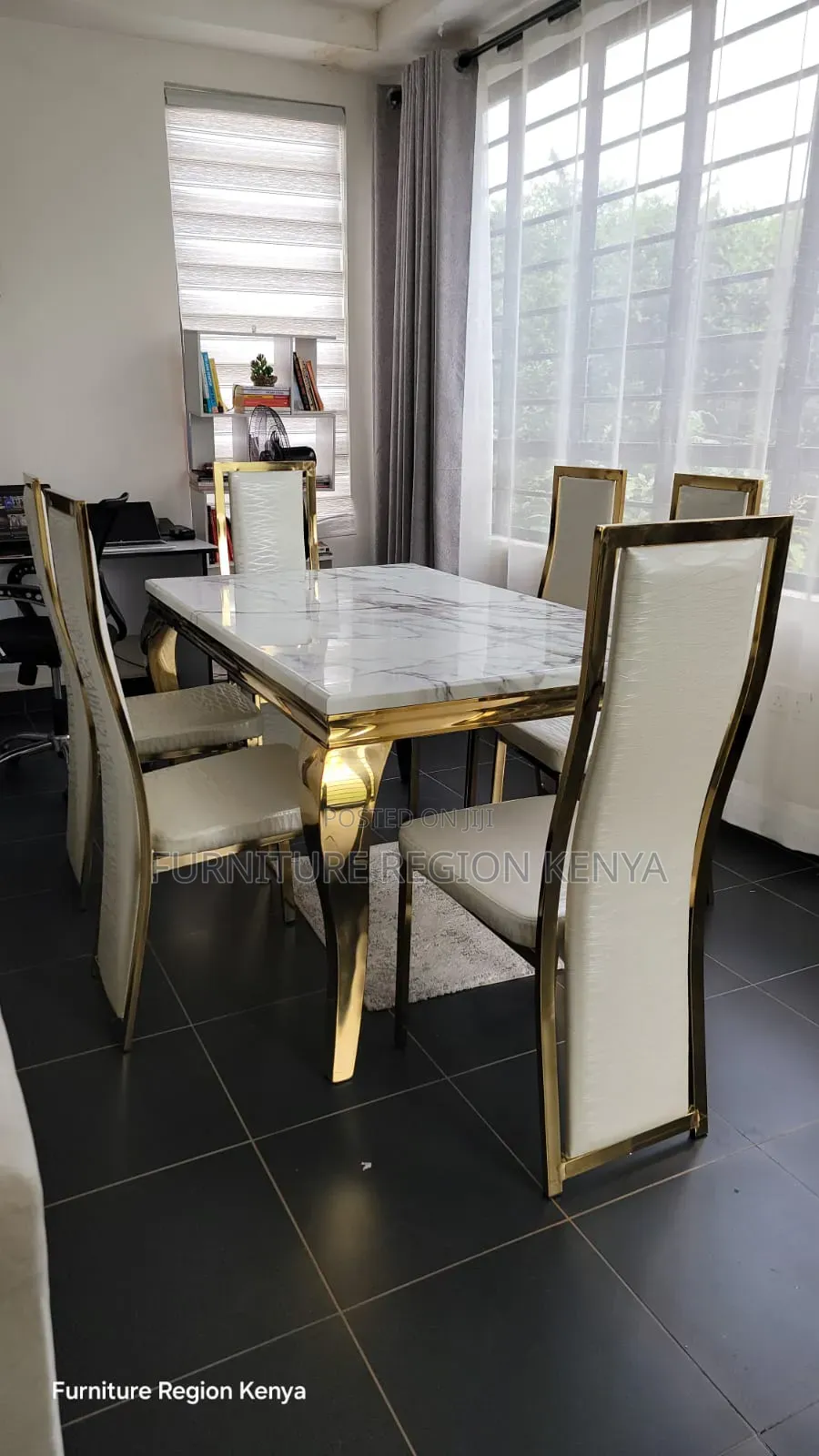 Marble Six-Seater Dining Table Set