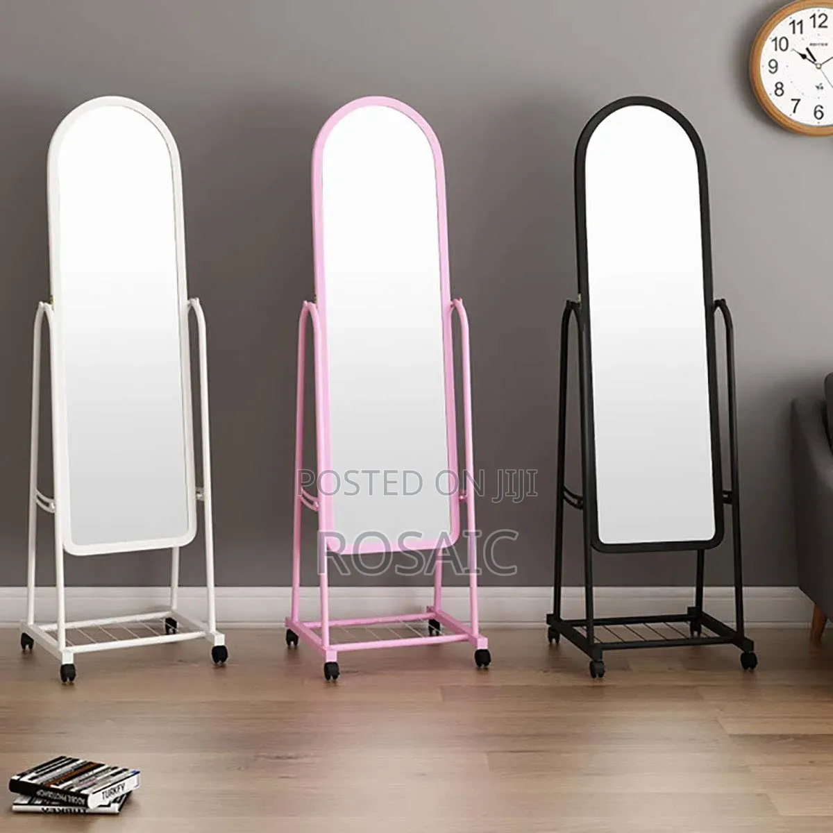 Full Length Dressing Mirror With Wheels and Shoes Rack