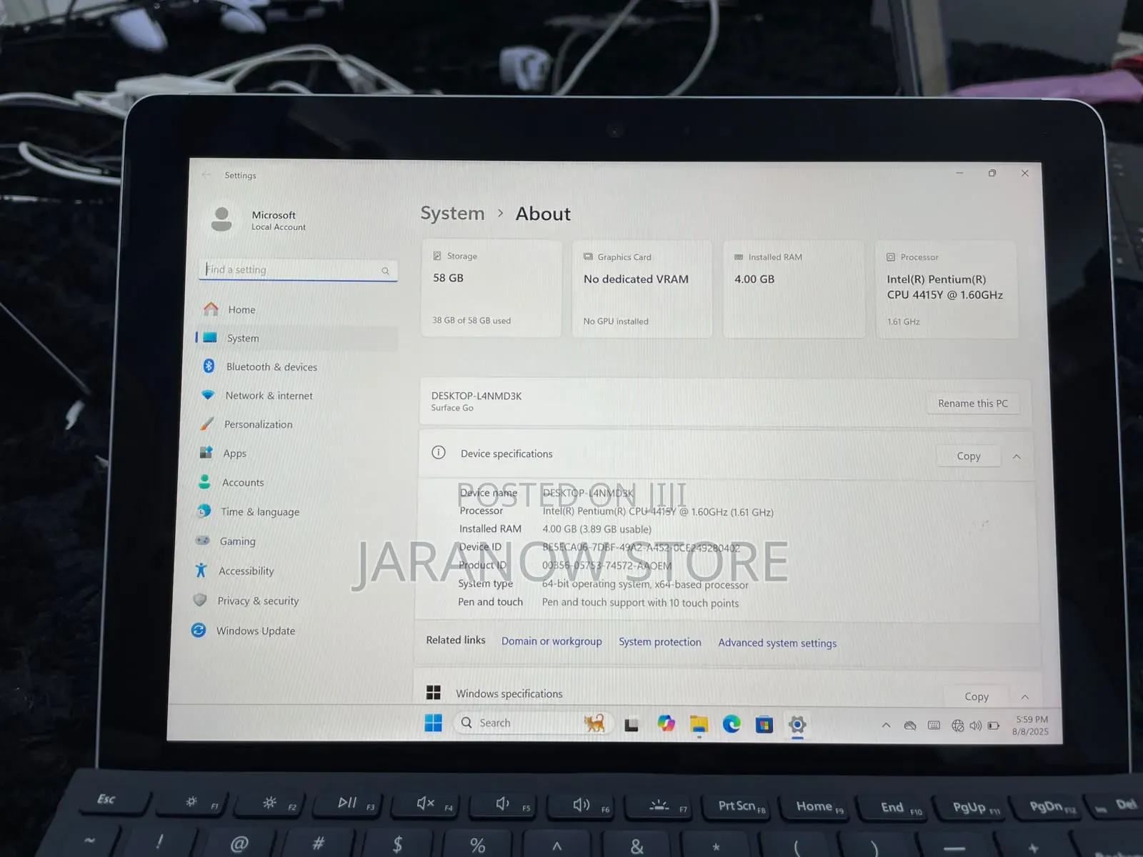 Laptop Microsoft Surface Go 4GB Intel Pentium SSD 60GB