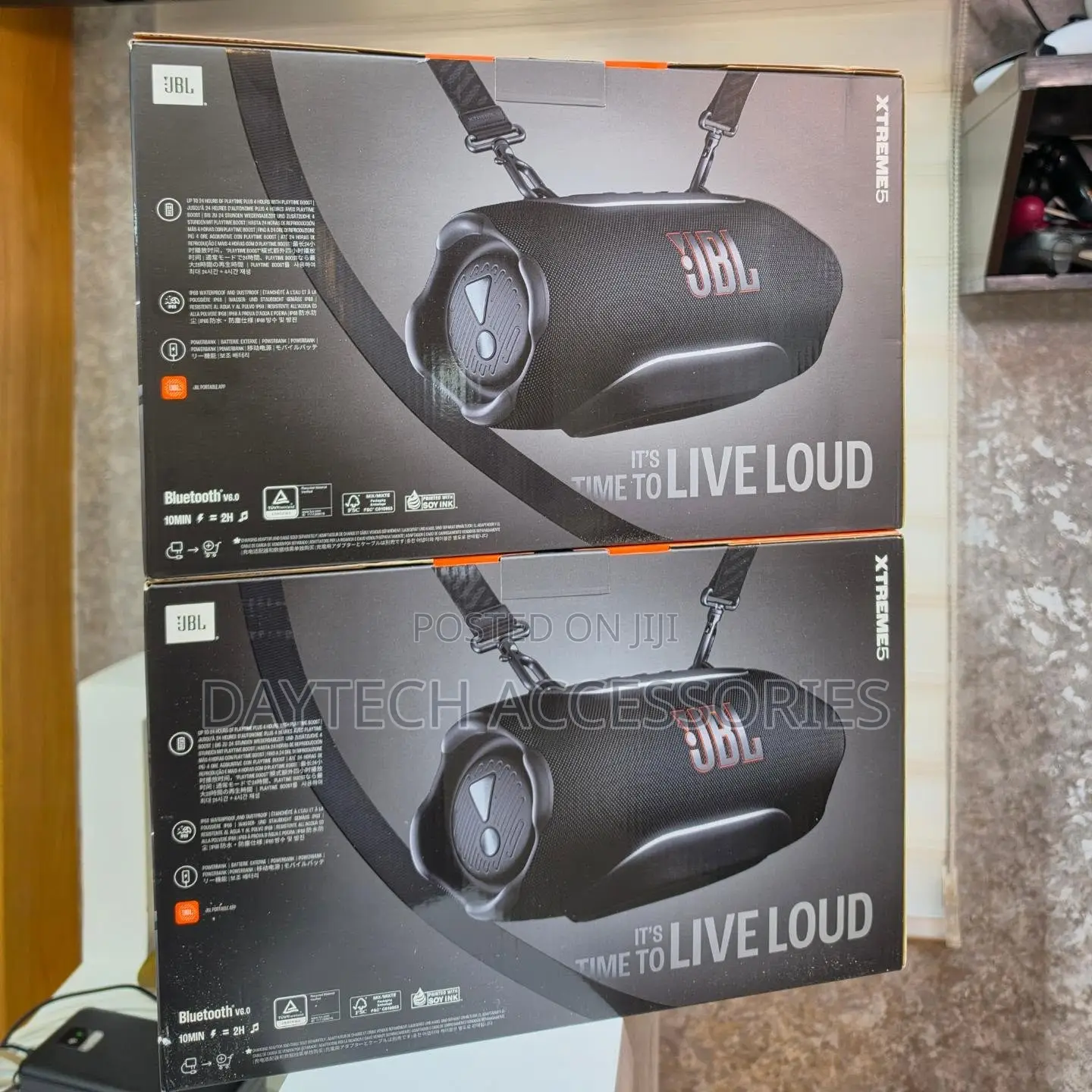 JBL Xtreme 5 Portable Waterproof Wireless Bluetooth Speaker in Black.