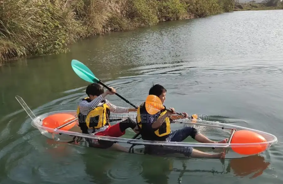 Two Person Clear Kayak With Back Seat Paddle and Floaters