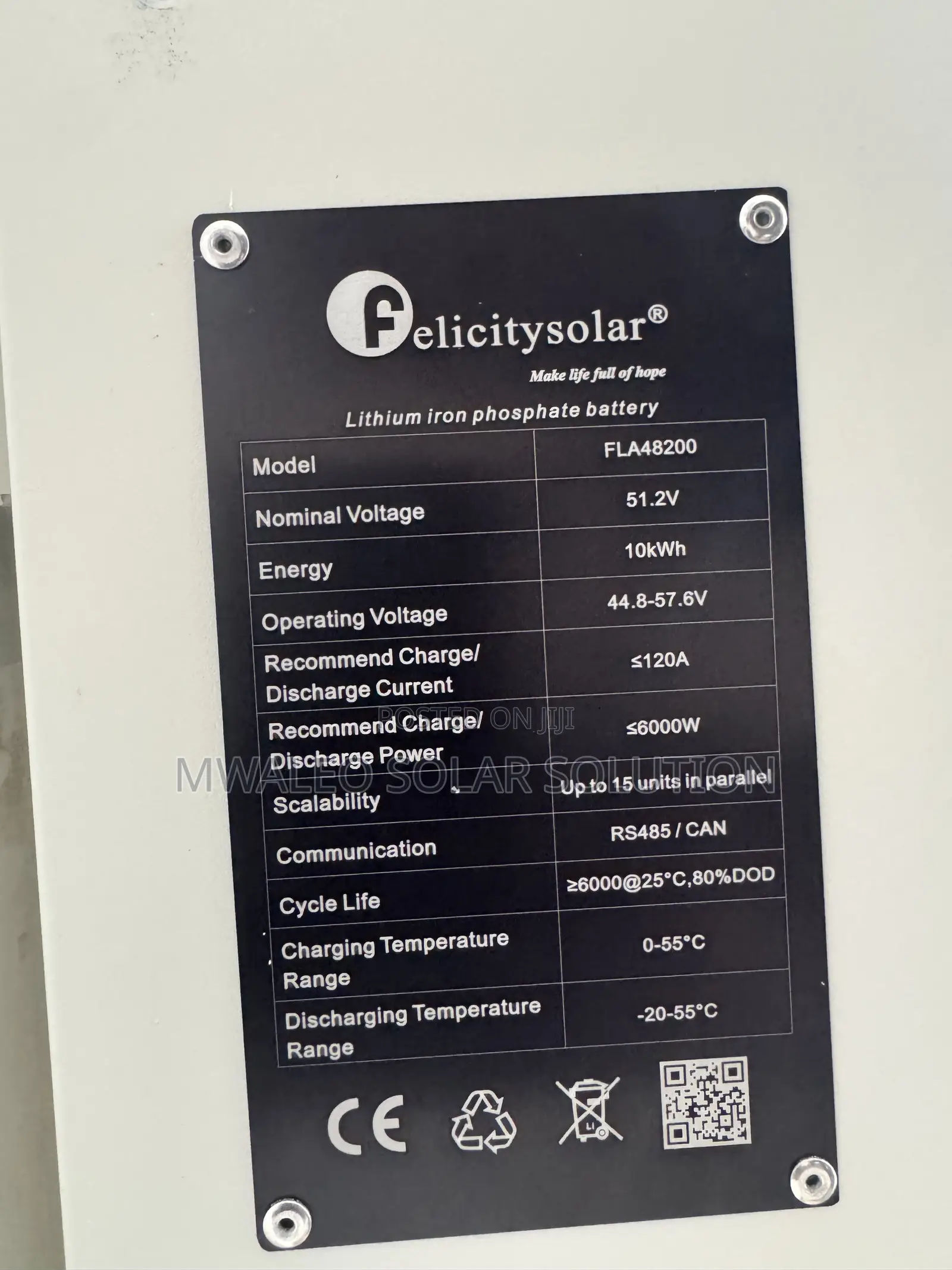 Felicity Solar Lithium Iron Phosphate Battery 10kw 51.2v