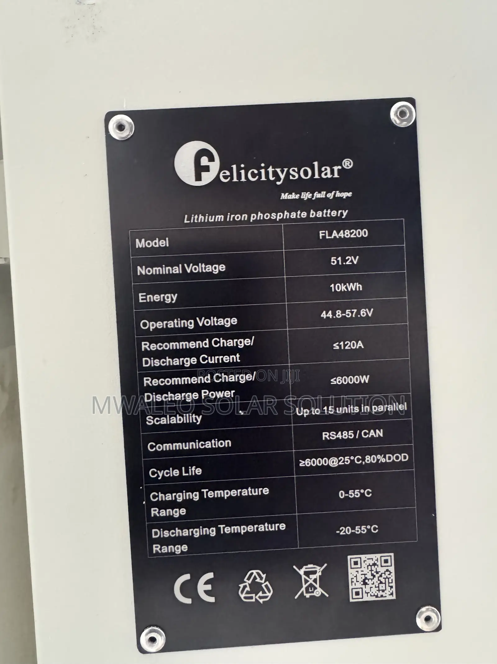 Felicity Solar Lithium Iron Phosphate Battery 10kw 51.2v